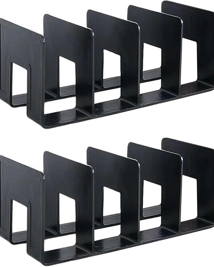 2PCS Acrylic File Organizer for Desk, Desktop Document/Mail Organizer, 4 Compartments Plastics Invisible Bookshelf Floating (12.5" x 5.7" x 5", Black)