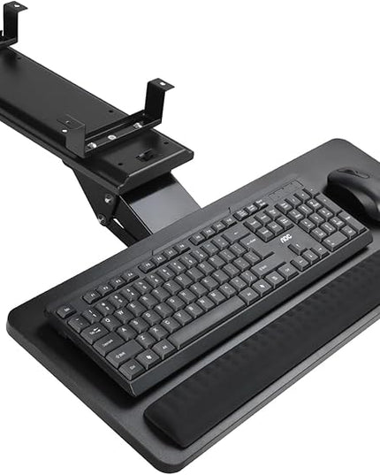 Keyboard Tray Under Desk,25x9.84'' Large Slide Out Swivel Tilt Computer Keyboard Drawer for Home Gaming Office Desk, Dual Mount,Black