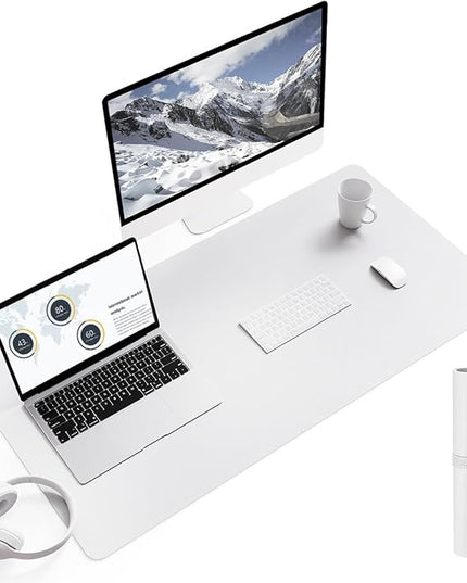 YSAGi Non-Slip Leather Desk Pad L Size, Waterproof Laptop Computer Desk Keyboard Mat, Table Protector Blotter Mat, Large Mouse Pad for Office/Work/Home/Decor(White, 35.4" x 17")