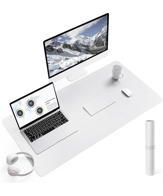 YSAGi Non-Slip Leather Desk Pad L Size, Waterproof Laptop Computer Desk Keyboard Mat, Table Protector Blotter Mat, Large Mouse Pad for Office/Work/Home/Decor(White, 35.4" x 17")