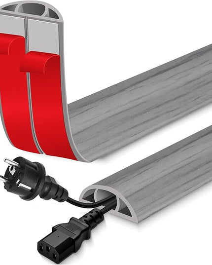 Floor Cord Cover for Wires on Floor Self Adhesive Cord Hider Floor Cable Management Wire Covers for Cords Protector Prevent Cable Trips Cord Cavity W 0.51" x H 0.31", Gray Wood, 20Ft