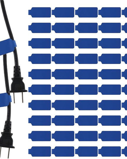 50 Pieces Cord Labels Self-Adhesive Nylon Cable Labels Tags Waterproof Wire Cable Tags or Electronics Office Computers Management and Identification (Blue)