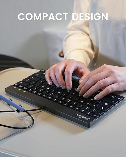 Perixx PERIBOARD-426C Wired Mini Low Profile Keyboard - 10.87x5.43x0.55 inches Dimension - 4.9ft USB C Cable - US English