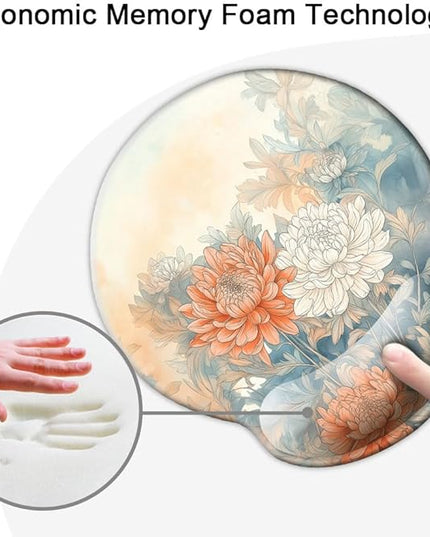 Ergo Comfort Gel Wrist Rest Mouse Pad-Ergonomic Office Mousepad with Wrist Support-Non-Slip, Design Desk Accessories Mat for Home&Game Decor Japanese Floral
