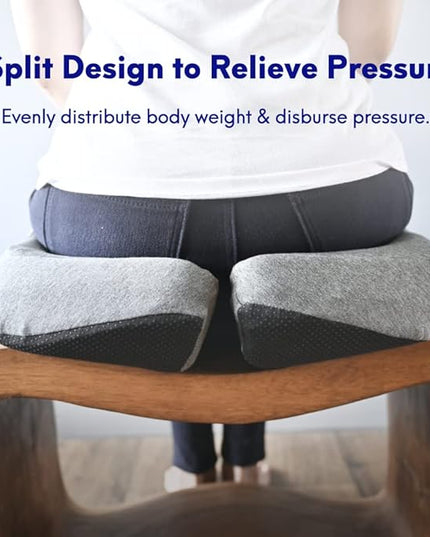 C CUSHION LAB Patented Pressure Relief Seat Cushion for Long Sitting Hours on Office/Home Chair, Car, Wheelchair - Extra-Dense Memory Foam for Hip, Tailbone, Coccyx, Sciatica - Light Grey
