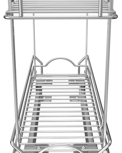 OCG Slide Out Cabinet Organizer for Narrow Cabinet (9" W X 17" D), 2 Tier Pull Out Shelves Slim Sliding Cabinet Organizer and Storage, Chrome