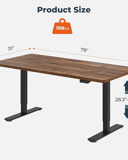 Dual Motor Standing Desk, Large Stand Up Desks, 79x31 Inches Electric Sit Stand Desks, 4 Memory Preset Adjustable Height Computer Table for Home Office with Splice Board (Brown)