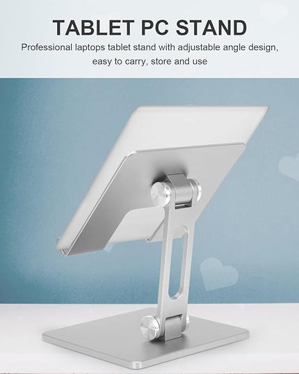 NOLITOY Foldable Aluminum Laptop Bracket and Tablet Stand Portable Height Adjustable Holder for Desk and Travel Silver Gray