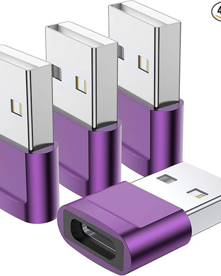 USB C Female to USB Male Adapter (4-Pack),Type C to USB A Charger Cable Adapter for iPhone 11 12 13 14 15 Pro Max,Samsung Galaxy S24 S23 S22 Ultra,Google Pixel 7 6 5,iWatch Watch Series 7 SE,AirPods