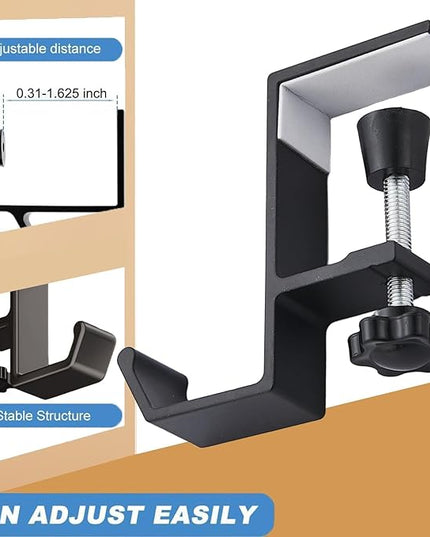 JAKO Headphone Stand - Aluminum Alloy Headphone Holder, Under Headset Stand for Desk Fit for PC Gaming Headset Hanger Hook Suitable for Office, Computer, Student Class Desk, Handmade Creator Table