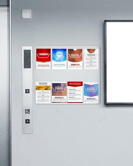 Eersida Acrylic Brochure Pamphlet Holder Brochure Display Stand Business Tri Fold Multi Slot Holder Rack Wall Mount Clear Pocket Space Saver for Flyer Literature Menu Advertise