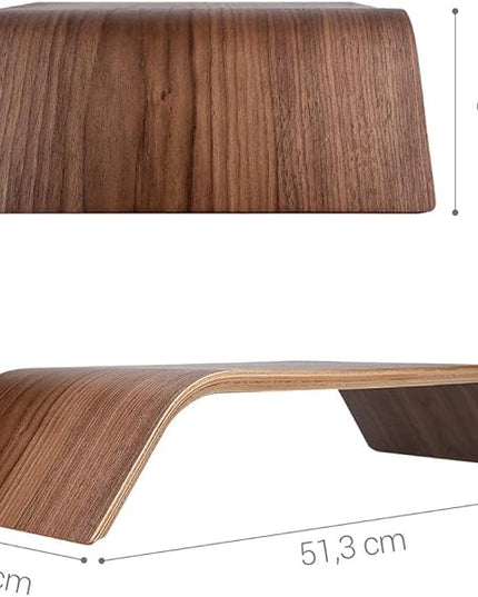 kalibri Wood Monitor Stand Riser - Computer Desk Holder Desktop Dock Wooden Mount Display for PC TV Screen Notebook Laptop - Walnut