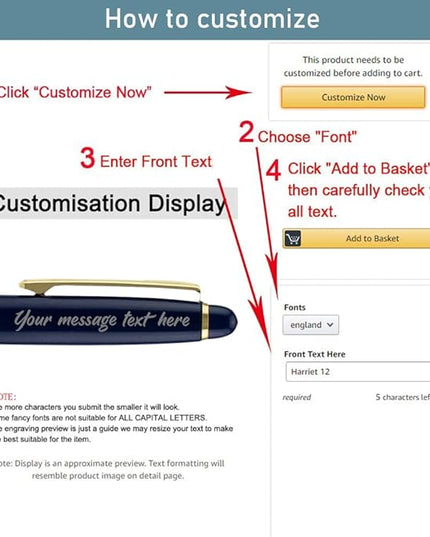 Ancolo Personalized Fancy Pens Quality Advertising Buesiness Gift Office Writing Set- Engraved with Your Message Name Company Team Name, Phone Number Perfect for Business Men 5 Pens/BOX