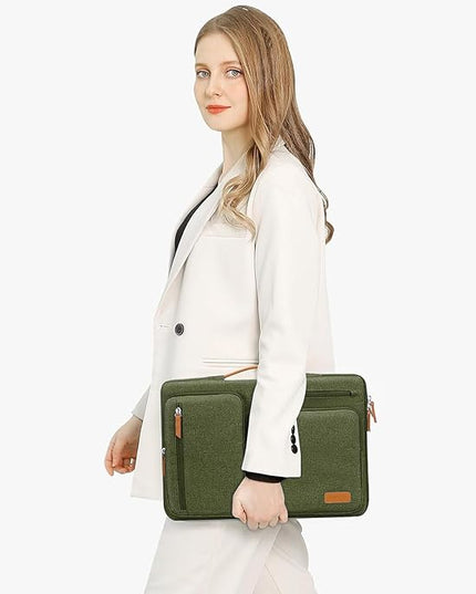 MOSISO 360 Protective Laptop Case 13 inch, 13 inch Laptop Sleeve Compatible with MacBook Air M4 M3 M2 M1 2025-2018/Pro M2 M1 2025-2016, Side Open Carrying Case with 4 Zipper Pockets&Handle,Olive Green