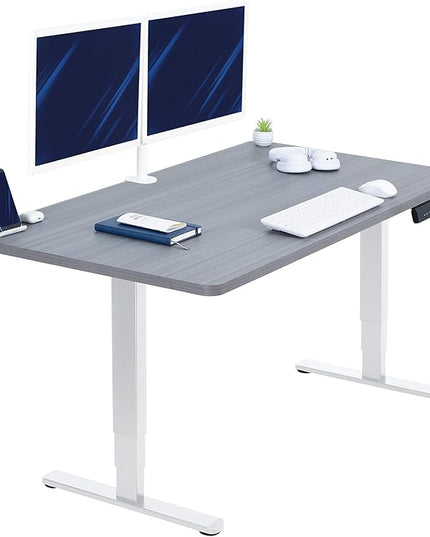 VIVO Electric 55 x 28 in Dual Motor Sit Stand Desk, Memory Height Adjustment, 2B Series, Dark Gray Top White Frame, DESK-KIT-2W55G