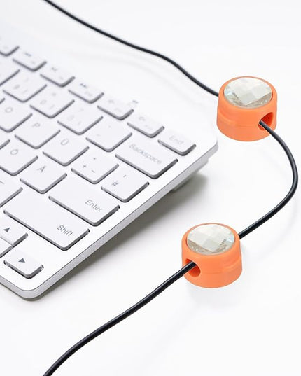 PATIKIL Cable Organizer Holder, 12 Pcs Magnetic Spring Desk Cable Management Clips Adhesive Cord Holder Keeper for Office Desktop Wall Car, Orange