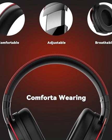 A88 Gaming Headset with Microphone for Pc, Xbox One Series X/s, Ps4, Ps5, Switch, Stereo Wired Noise Cancelling Over-Ear Headphones with Mic, for Computer, Laptop, Mac, Nintendo (Black Red)