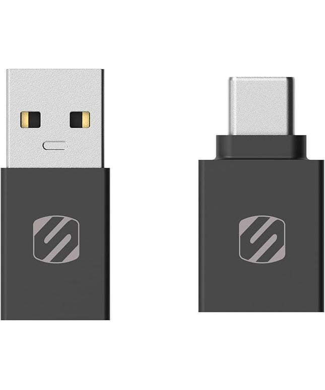 Scosche CAAKIT-RP Strikeline™ Charge & Sync USB Adapter Kit, USB-C Male to USB-A Female and USB-A Male to Type-C Female Charger Cable Converter Compatible with Apple iPhone 15, AirPods, Galaxy, 2-Pack