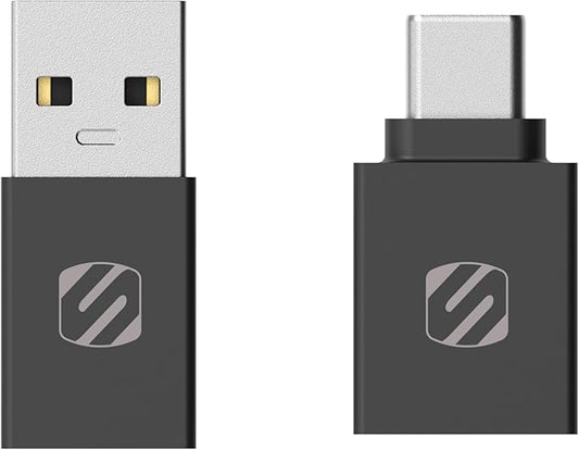Scosche CAAKIT-RP Strikeline™ Charge & Sync USB Adapter Kit, USB-C Male to USB-A Female and USB-A Male to Type-C Female Charger Cable Converter Compatible with Apple iPhone 15, AirPods, Galaxy, 2-Pack