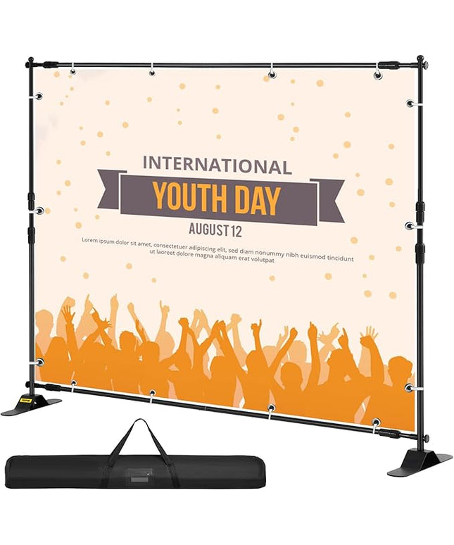 VEVOR Backdrop Stand 10 x 8 Ft, Height Adjustable Background Stand with 1 Carrying Bag, Photo Backdrop for Party Wedding Studio Trade Show