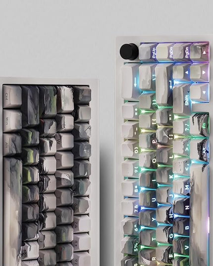 Sunzit PBT Keycaps - Side Print Keycaps 75 Percent, Shine Through Custom Key caps, Japanese Keycap Set Dye Sub & Double Shot, 135 Keys Cherry Profile Keyboard Keycap for Mechanical Keyboard