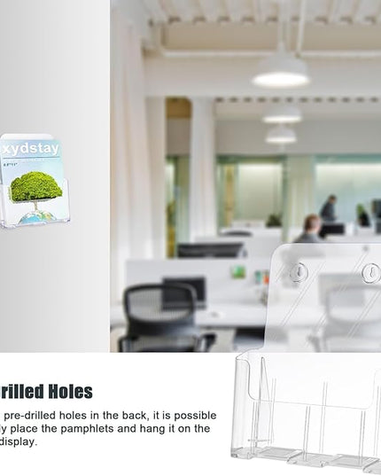 Acrylic Brochure Holder 8.5x11 Inches Slant Back Design, Clear Display Stand, Plastic Table Stand Sign Holder,Pamphlet Holder Flyer Holder, Acrylic Display Stand, Acrylic Table Signs Plastic Paper Holder for Office, Home, Store, 4 Pack