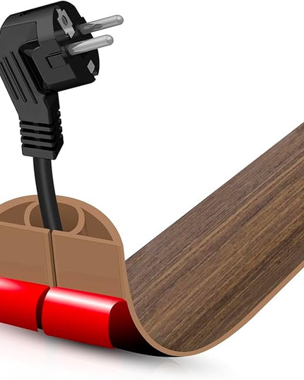 Floor Cord Cover Cable Cavity Self Adhesive Cord Hider Floor 3.3FT Floor Cable Management Power Cord Protector Floor Electric Cord Covers for Offices, Gym, Exhibitions (Misty Brown Wood, 1.18" x 3.3')