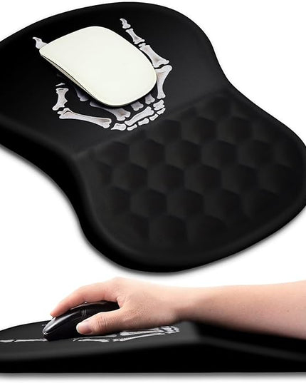 Hokafenle Ergonomic Mouse Pad Wrist Support with Massage Design, Wrist Rest Pain Relief Mousepad with Memory Foam&Non-Slip PU Base, Mouse Pads for Wireless Mouse & Desk (12x8 inch,Devil's Horn)