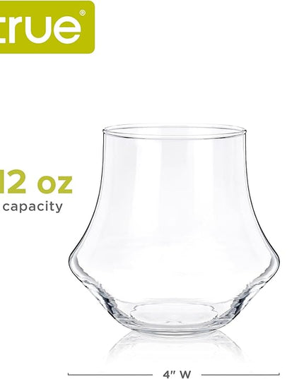 True Whiskey Glasses for Men and Women, Top-notch Bourbon Scotch Whiskey Cups Set, Bar Glassware Drinking Glasses Set of 4, 12 oz