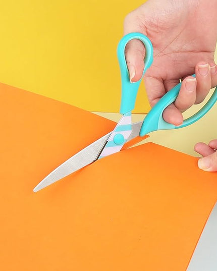 Uaugulft Scissors, Sharp Blades with Pattern, Soft Grip Handle, Multi-Purpose Scissors Set of 3 Suitable for Families, Office, and School Use, Blue