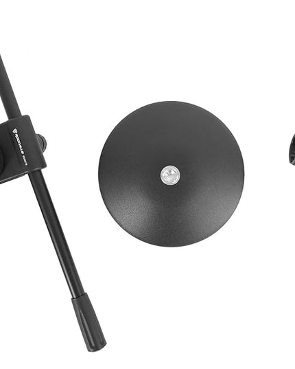 Rockville RDMS70 Desktop Microphone Stand with Boom Arm, Steel Round Base, Adjustable Height, Low Profile, Scratch-Resistant Finish, Anti-Slip Base, for Podcasting and Streaming