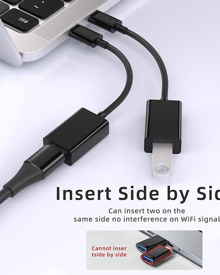 USB C to USB 3.0 Adapter [2 Pack], USB C Male to USB Female OTG Cable Thunderbolt3 to USB Adapter Compatible with MacBook Pro/Air, iPhone 16 Pro Max/16 Plus/16/15, Galaxy S24/S23/S22/S21