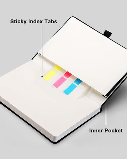 RETTACY Graph Grid Paper Notebook, 192 Pages, A5 Medium Size (5.7'' x 8.3''), 5 Squares per Inch, Leather Hardcover, 100 GSM Thick Paper, for School, Students, Math, Engineering (Black)