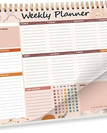 Weekly Planner, 52 Pages Undated Daily List Schedule Notebook Time Management Memo Pad for Office, Home Planning & School Scheduling (Pattern-B)