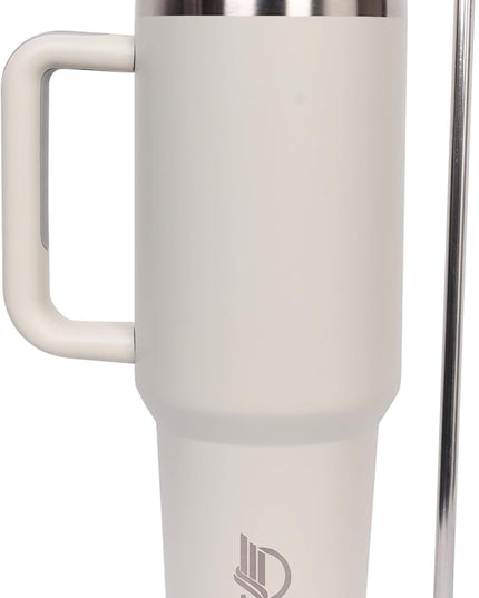 40oz Insulated Tumbler with Handle, Leakproof Straw Lid & Carry Handle - Double Wall Vacuum Insulation Keeps Ice 24 Hours, BPA Free Stainless Steel Water Bottle (Light Olive)