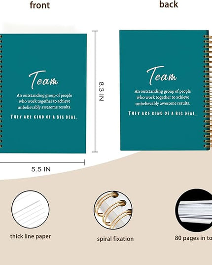 Turquoise Meeting Notebook for Work, Employee Appreciation Gifts, Team Gifts for Employees, Thank You Gifts for Women Men Leader Boss Manager Mentor Coworkers, Journals for Writing, 5.5"x8.3"