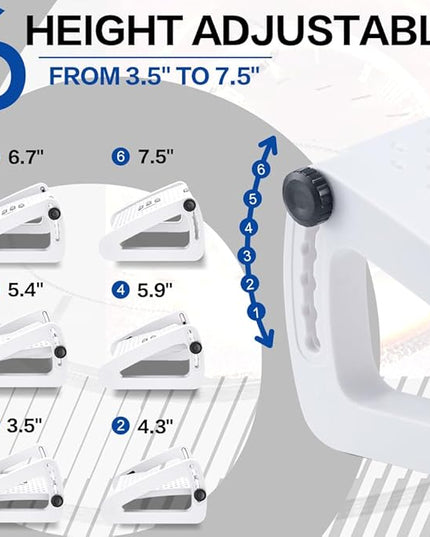 Foot Rest for Under Desk At Work - Six Heights Adjustable Under Desk Footrest - Ergonomic Foot Stools for Under Office Desks - Desks Foot Rest with Massage Rollers - Leg Rest for Chair (White)