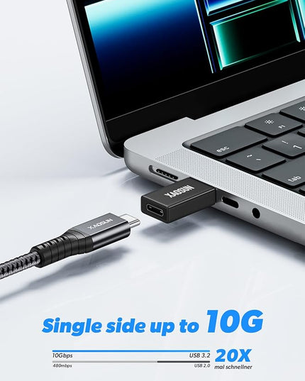 XAOSUN 10Gbps USB to USB C Adapter 3 Pack, 3.1 USBC Female to USB Male Adapter, One-Sided SuperSpeed Data Sync, 100W Fast Charging for iPhone 16 15 14 13, Laptop, Charger, Quest Link, etc, Black