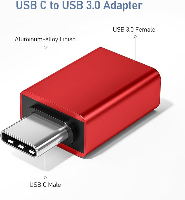 Basesailor USB C to USB Adapter 3Pack,Type C Thunderbolt 4 Converter,USBC Male to USBA 3.0 Female OTG Connector for Ford Mustang Mach-E,Tesla Model 3/Y,Samsung S25 S24,MacBook Pro Air,Camera,iPhone 17