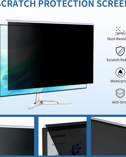 DEJIMAX 32 Inch Privacy Screen for 16:9 Computer Monitor, Anti-Blue Light Monitor Privacy Screen Filter, Anti-UV Computer Shield, Hanging Type