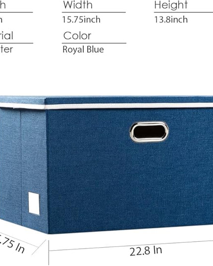 PRANDOM Extra Large Collapsible Storage Bins with Lids [5-Pack] Linen Fabric Foldable Storage Baskets Boxes Organizer Containers Cube with Cover for Bedroom Closet Office Nursery (22.8x15.75x13.8)
