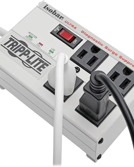 Tripp Lite ISOBAR4ULTRA Isobar 4 Outlet Heavy Duty Power Strip Surge Protector, 3330 Joules, 6ft Cord, Flat Plug, Metal Power Strip, Industrial Garage Work Shop Bench, Under Desk and Wall Mountable