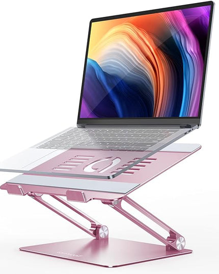 Lamicall Adjustable Laptop Stand, Portable Laptop Riser, Aluminum Laptop Stand for Desk Foldable, Ergonomic Computer Notebook Stand Holder for MacBook Air Pro, Dell XPS, HP (10-17.3'') -Pink