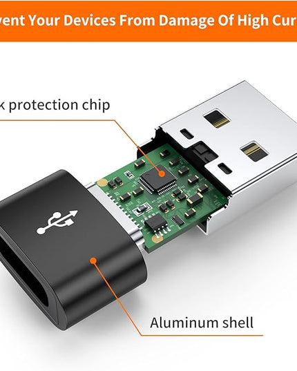 JXMOX USB C Female to USB Male Adapter 4-Pack,Type C to USB A Charger Cable Converter for Apple Watch Ultra iWatch 8 SE, iPhone 11 12 13 14 15 16 Plus Pro Max,iPad Air 4 Mini 6,Samsung Galaxy S23 S22