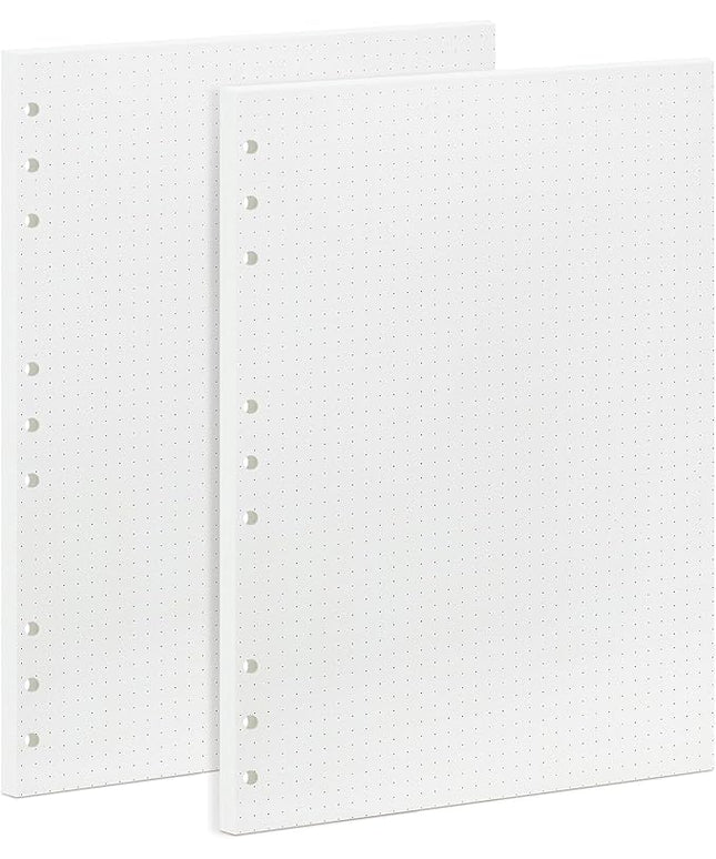 90 Sheets Planner Refill Paper, 255x180mm, 5mm Dotted Inserts Paper B5 9 Holes Binder Grid Notepaper for Filofax Bullet Journals Diary
