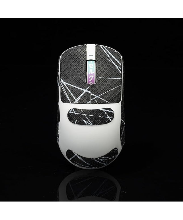 Gamer Mouse Grip Tape Sticker for VGN Dragonfly R1 Pro MAX VXE Non Slip Suck Sweat Pre Cut Easy Install Black White 0.4mm