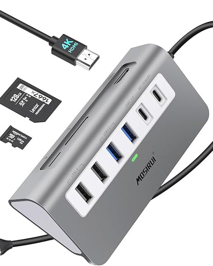 USB C Hub Multiport Adapter,Mosirui 9-in-1 USB-C Docking Station with 4K HDMI,5Gbps Type C 3.0,USB-A3.0/2.0,100W PD, SD/TF for MacBook/Pro iPad/Dell/HP/Desktop/Laptops(1.64 FT)