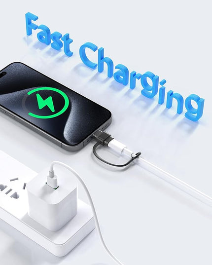 MFi Certified USB C to Lightning Adapter 2-Pack, 27W Fast Charging & Data Sync, Lightning to USB Type C Cable Adapter Compatible with iPhone 14/13/12/Pro/Max, iPad, AirPods, with Anti-Loss Lanyard