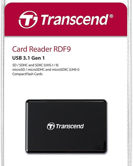 Transcend RDF9 Card Reader - CompactFlash, microSDHC, microSDXC, SDHC, SDXC, SD, microSD, CompactFlash (UDMA7) - USB 3.1 Type AExternal