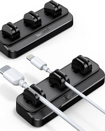 Lamicall Cable Clips, Cord Organizer - [Two Pack] Adjustable Hole Cord Clips Management, Adhesive Wire Organizer USB Cable Holder, Charging Power Cord Keeper Catcher for Desk